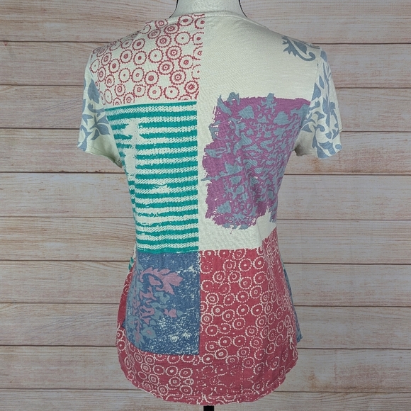 SUNDANCE Size XS Embroidered Bohemian Blouse Oversized Saphan Patchwork Cotton - Picture 5 of 11